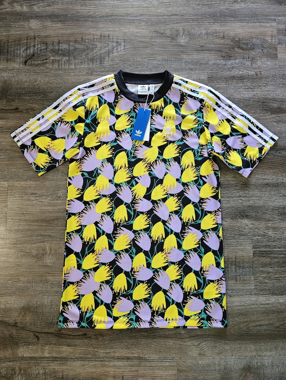 Adidas Originals Bellista‎ Yellow & Lilac Floral Print Tee Dress